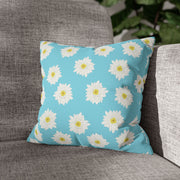 Daisy Print Square Pillowcase - Bright Floral Home Decor