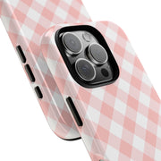 Pink Gingham Tough iPhone Case - Stylish & Durable Protection