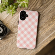 Pink Gingham Tough iPhone Case - Stylish & Durable Protection