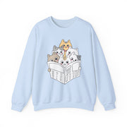 Cute Cat Reading Crewneck Sweatshirt for Cat Lovers