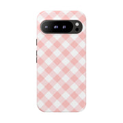 Chic Pink Gingham Google Pixel Phone Case for Tough Protection