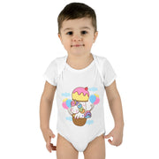 Cute Baby Bodysuit with Ice Cream and Balloons Design