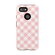 Chic Pink Gingham Google Pixel Phone Case for Tough Protection