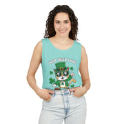 St. Patrick's Day Cat Tank Top – 'Who Needs Luck' Unisex Garment-Dyed Tee