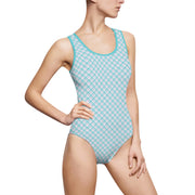 Women's Comfortable Checkered One-Piece Swimsuit - Perfect for Summer Beach Days