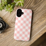 Pink Gingham Tough iPhone Case - Stylish & Durable Protection