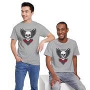Devil's Wing Skull Unisex Heavy Cotton Tee - Edgy Graphic T-Shirt for Alternative Fashion