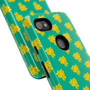 Floral Tough Google Pixel Phone Case - Vibrant Yellow Flowers on Green Background