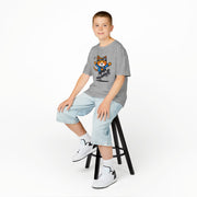Skateboarding Cat Kids Heavy Cotton™ Tee - Fun & Playful T-Shirt for Young Skaters