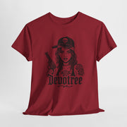 Devotree Unisex Heavy Cotton Tee - Edgy Tattooed Woman Design