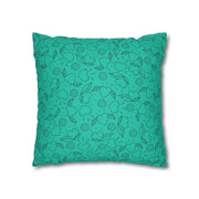 Turquoise Heart Pattern Faux Suede Pillowcase – Cozy Home Decor for Love & Comfort
