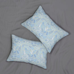 Floral Blue Spun Polyester Lumbar Pillow - Cozy Decorative Cushion for Home