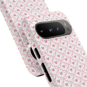 Pink Heart Pattern Google Pixel Tough Case - Stylish and Durable Phone Cover