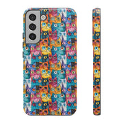 Colorful Cat Pattern Samsung Phone Case - Tough Cases for Cat Lovers