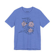 Unisex Short Sleeve Tee with Snake and Floral Design - Trendy Casual Wear