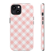 Pink Gingham Tough iPhone Case - Stylish & Durable Protection