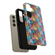 Colorful Cat Pattern Samsung Phone Case - Tough Cases for Cat Lovers