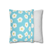 Daisy Print Square Pillowcase - Bright Floral Home Decor