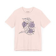 Unisex Short Sleeve Tee with Snake and Floral Design - Trendy Casual Wear