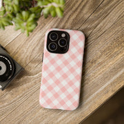 Pink Gingham Tough iPhone Case - Stylish & Durable Protection