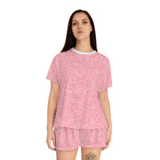 Cozy Pink Floral Women's Pajama Set - Short Sleeve and Shorts