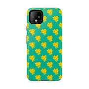 Floral Tough Google Pixel Phone Case - Vibrant Yellow Flowers on Green Background