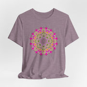 Luxe Mandala Unisex Jersey Tee - Vibrant Botanical Design