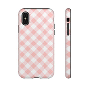 Pink Gingham Tough iPhone Case - Stylish & Durable Protection