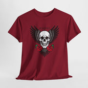 Devil's Wing Skull Unisex Heavy Cotton Tee - Edgy Graphic T-Shirt for Alternative Fashion