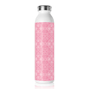 Chic Pink Floral Slim Water Bottle - Stylish Hydration for Everyday Use