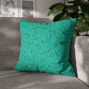 Turquoise Heart Pattern Faux Suede Pillowcase – Cozy Home Decor for Love & Comfort