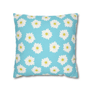 Daisy Print Square Pillowcase - Bright Floral Home Decor