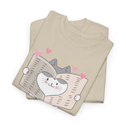 Cute Cat with Newspaper Unisex Heavy Cotton Tee - Fun and Cozy for Cat Lovers