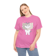 Cute Cat with Newspaper Unisex Heavy Cotton Tee - Fun and Cozy for Cat Lovers