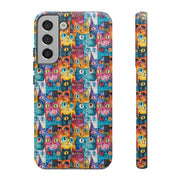 Colorful Cat Pattern Samsung Phone Case - Tough Cases for Cat Lovers
