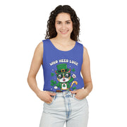 St. Patrick's Day Cat Tank Top – 'Who Needs Luck' Unisex Garment-Dyed Tee