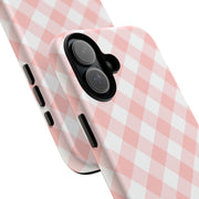 Pink Gingham Tough iPhone Case - Stylish & Durable Protection