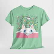 Whimsical Cat Reading Unisex Tee - Perfect for Cat Lovers & Bookworms