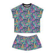 Vibrant Women's Short Pajama Set - Colorful Paisley Design for Cozy Nights