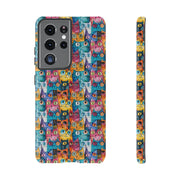 Colorful Cat Pattern Samsung Phone Case - Tough Cases for Cat Lovers