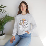 Cute Cat Reading Crewneck Sweatshirt for Cat Lovers