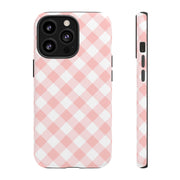 Pink Gingham Tough iPhone Case - Stylish & Durable Protection