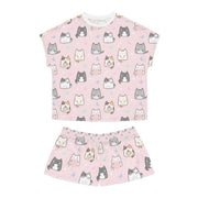 Cute Cat Print Women's Short Pajama Set - Soft and Comfortable Loungewear for Cat Lovers
