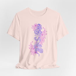 Bohemian Floral Snake Unisex Tee - Soft Pastel Color Shirt for Nature Lovers