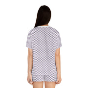 Cozy Purple Polka Dot Women's Pajama Set - Short Sleeve & Shorts