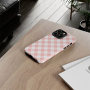 Pink Gingham Tough iPhone Case - Stylish & Durable Protection