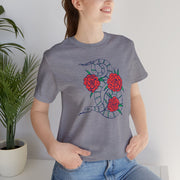 Snake and Roses Unisex Jersey Tee - Stylish Graphic Tee for Nature Lovers