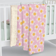 Cozy Sherpa Fleece Blanket with Floral Design - Perfect for Home Decor and Gifting