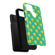 Floral Tough Google Pixel Phone Case - Vibrant Yellow Flowers on Green Background