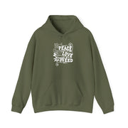 Peace Love Weed Unisex Hoodie - Cozy Cannabis Sweatshirt for Relaxed Vibes
